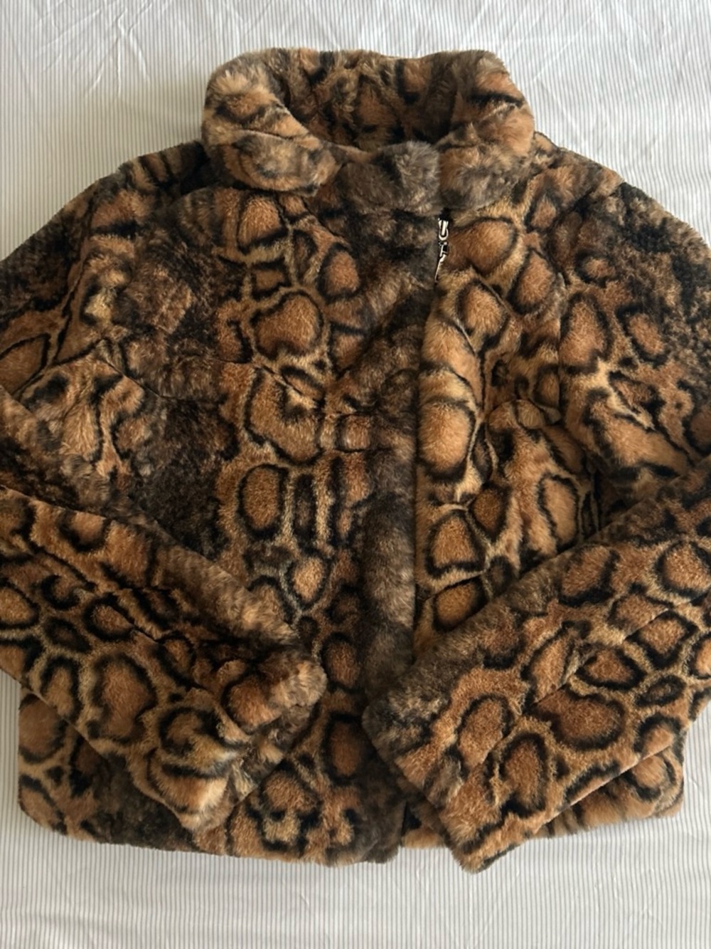 Faux Fur Leopard Print Teddy Jacket